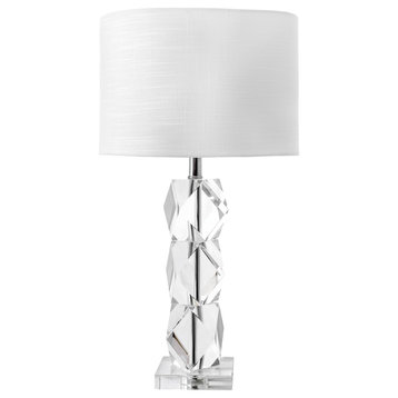 27" Crystal on the Rocks Faux Silk Shade Clear Finish Table Lamp