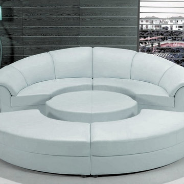 Stylish White Leather Circular Sectional Sofa
