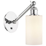 Innovations Lighting - Innovations 317-1W-PC-G801 1-Light Sconce, Polished Chrome - Innovations 317-1W-PC-G801 1-Light Sconce Polished Chrome. Collection: Ballston. Style: Art Nouveau, Transitional, Modern. Metal Finish: Polished Chrome. Metal Finish (Canopy/Backplate): Polished Chrome. Material: Steel, Cast Brass, Glass. Dimension(in): 12. 625(H) x 5. 3(W) x 11. 9375(Ext). Bulb: (1)60W Medium Base,Dimmable(Not Included). Maximum Wattage Per Socket: 100. Voltage: 120. Color Temperature (Kelvin): 2200. CRI: 99. 9. Lumens: 220. Glass Shade Description: Matte White Clymer. Glass or Metal Shade Color: Matte White. Shade Material: Glass. Glass Type: Frosted. Shade Shape: Cylinder. Shade Dimension(in): 3. 875(W) x 5. 875(H). Fitter Measurement (Glass Or Metal Shade Fitter Size): Neckless with a 1. 625 inch Hole. Backplate Dimension(in): 5. 3(Dia) x 0. 75(Depth). ADA Compliant: No. California Proposition 65 Warning Required: Yes. UL and ETL Certification: Damp Location.