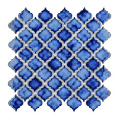 SomerTile Hudson Tangier 12-3/8" x 12-1/2" Porcelain Mosaic Tile, Saphhire