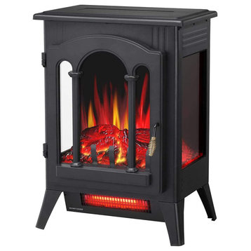 Infrared Electric Fireplace Stove, 16" Freestanding Fireplace Heater, Realistic