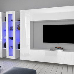 White Gloss Wall Unit Mary D | Made in Italy - Entertainment Centers And Tv Stands