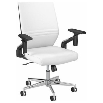 Somerset Mid Back Leather Office Chair in White - Bonded Leather