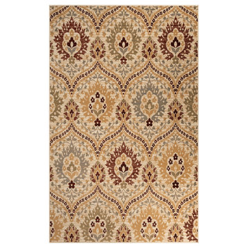 2' X 3' Camel Gray And Rust Floral Stain Resistant Area Rug
