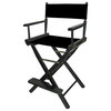 Folding Director's Style Chair w 24-Inch Seat Height & Black Finish Frame, Black