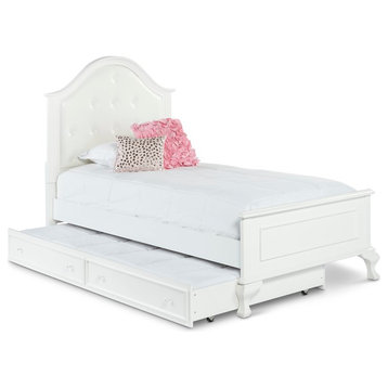 Jenna Bed With Trundle, White, Twin