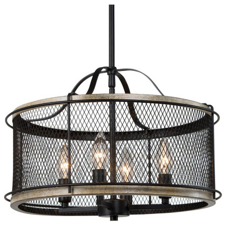 4-Lights Farmhouse Birdcage Veil Drum LED Chandelier