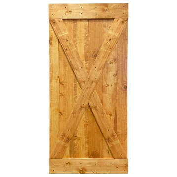 Stained Solid Pine Wood Sliding Barn Door, Colonial Maple, 36"x84", X Series