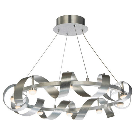 Artcraft Rolling Hills 10-Light Chandelier, Brushed Aluminum, AC7211BA