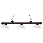 Z-Lite - Z-Lite 200-3BRZ-DMO14 Riviera 3 Light Billiard in Matte Opal - Elegant and traditional best describes this beautiful three light fixture. Finished in bronze and paired with dome matte opal glass shades, this three light fixture would be equally at home in the game room, or anywhere else in the house needing a touch of timeless charm.