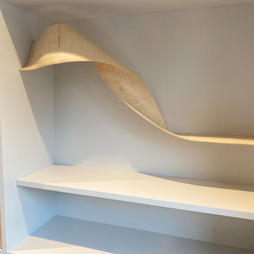 Home Office Sculptural Cabinetry with Sycamore and Sculpted Handles | Cheltenham