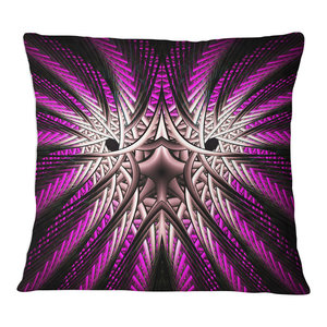 Sofa Throw Pillow 20 Designart CU16202-20-20-C Pink White Fractal Glass Texture Abstract Round Cushion Cover for Living Room