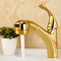 Antique Rotatable Brass Pull Down Kitchen Sink Faucet TA159G - Kitchen Faucets