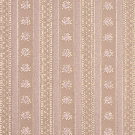 Gold And Pink, Floral Striped Brocade Upholstery Fabric By The Yard