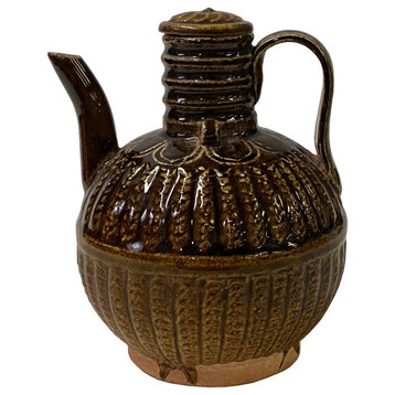 Chinese Ware Brown Glaze Pattern Ceramic Jar Vase Display Art Hws3022