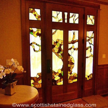 Greene & Greene Inspired Stained Glass Door