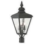 Livex Lighting Lights - Cambridge Post-Top Lantern, Black - This stylish black outdoor post top lantern is a great way to update your home's exterior decor. Flat metal curved arms attach to the solid brass decorative housing while clear water glass protects the three bulbs.
