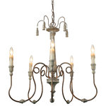 LNC - LNC 5-Light French Country/Cottage Tiered Distressed Off-White Chandelier 28.5"H - At LNC, we always believe that Classic is the Timeless Fashion, Liveable is the essential lifestyle, and Natural is the eternal beauty. Every product is an artwork of LNC, we strive to combine timeless design aesthetics with quality, and each piece can be a lasting appeal.