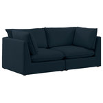 Meridian Furniture - Mackenzie Linen Textured Fabric Upholstered 2-Piece Modular Sofa, Navy - Mix and match the pieces from the Mackenzie series to create a beautiful seating group that's perfect for the whole gang. These exceptionally crafted sofas, sectionals, and other components are meant to be put together into an infinite number of configurations based on your particular needs and space requirements. Each is upholstered from top to bottom in soft durable linen textured in your choice of colors. Attach the pieces of your choice easily thanks to the included attachment latches.