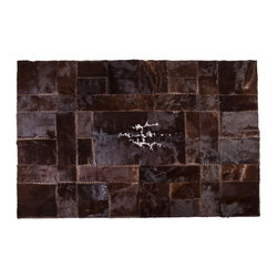 Modern Cowhide Patchwork Area Rug, Rectangle, Brown Black 7&rsquo;11&rdquo;x5&rsquo;10&rdquo; - Area Rugs