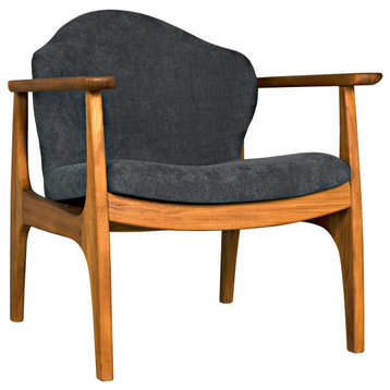 Vittorio Natural Wood Arm Chair with Grey Fabric