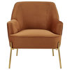New Pacific Direct Arianna 18.5" Velvet Fabric Plywood Accent Chair in Orange