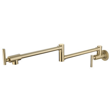 Wellfor Pot Filler Faucet Wall Mount, 4 GPM Flow Rate, Brushed Gold