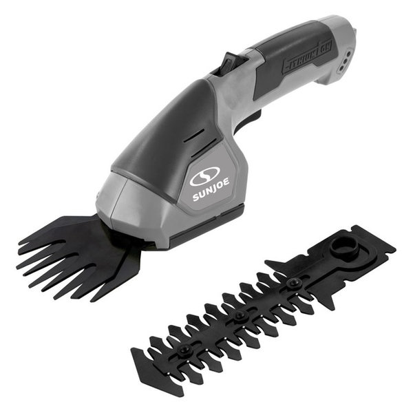 Sun Joe 7.2V Cordless 2 In 1 Grass Shear, Hedge Trimmer, Grey