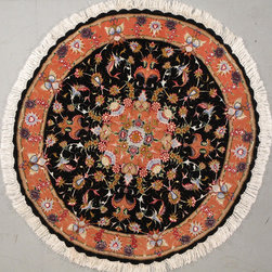 Round Persian Tabriz rug 3'4 diameter - Area Rugs