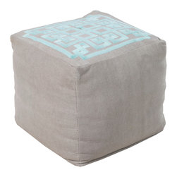 Gray & Aqua Square Pouf - Floor Pillows And Poufs