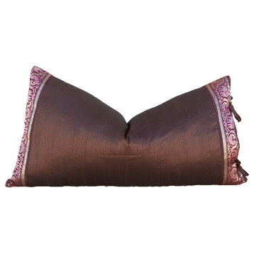Amber Large Festive Indian Silk Queen Lumbar Pillow Cover