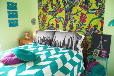 Eclectic girl kids' room photo in Chicago with green walls