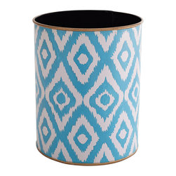 TURQUOISE IKAT WASTEBASKET - NEW - Products