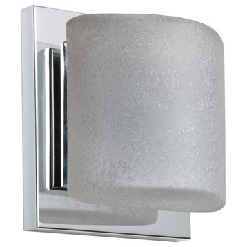 Paolo 1 Light Wall Sconce, Chrome, Incandescent, Stucco Glass