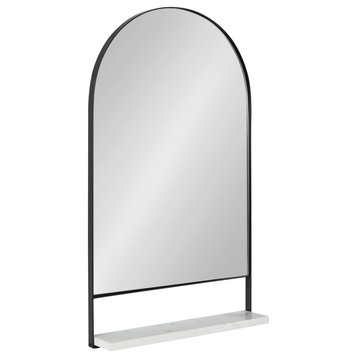 Chadwin Wall Mirror with Shelf, Black, 20x34