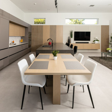 Spacious Scandinavian Pantry and Dining Area