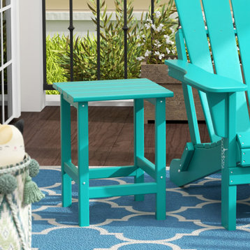 WestinTrends Outdoor Patio Adirondack Plastic Side Table Square Accent Table, Turquoise