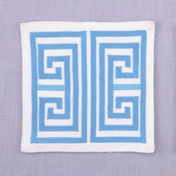 Turquoise Greek Key Coaster - Coasters