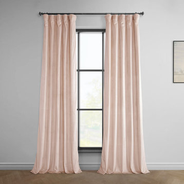 Heritage Plush Velvet Curtain Single Panel, Light Pink, 50"x96"