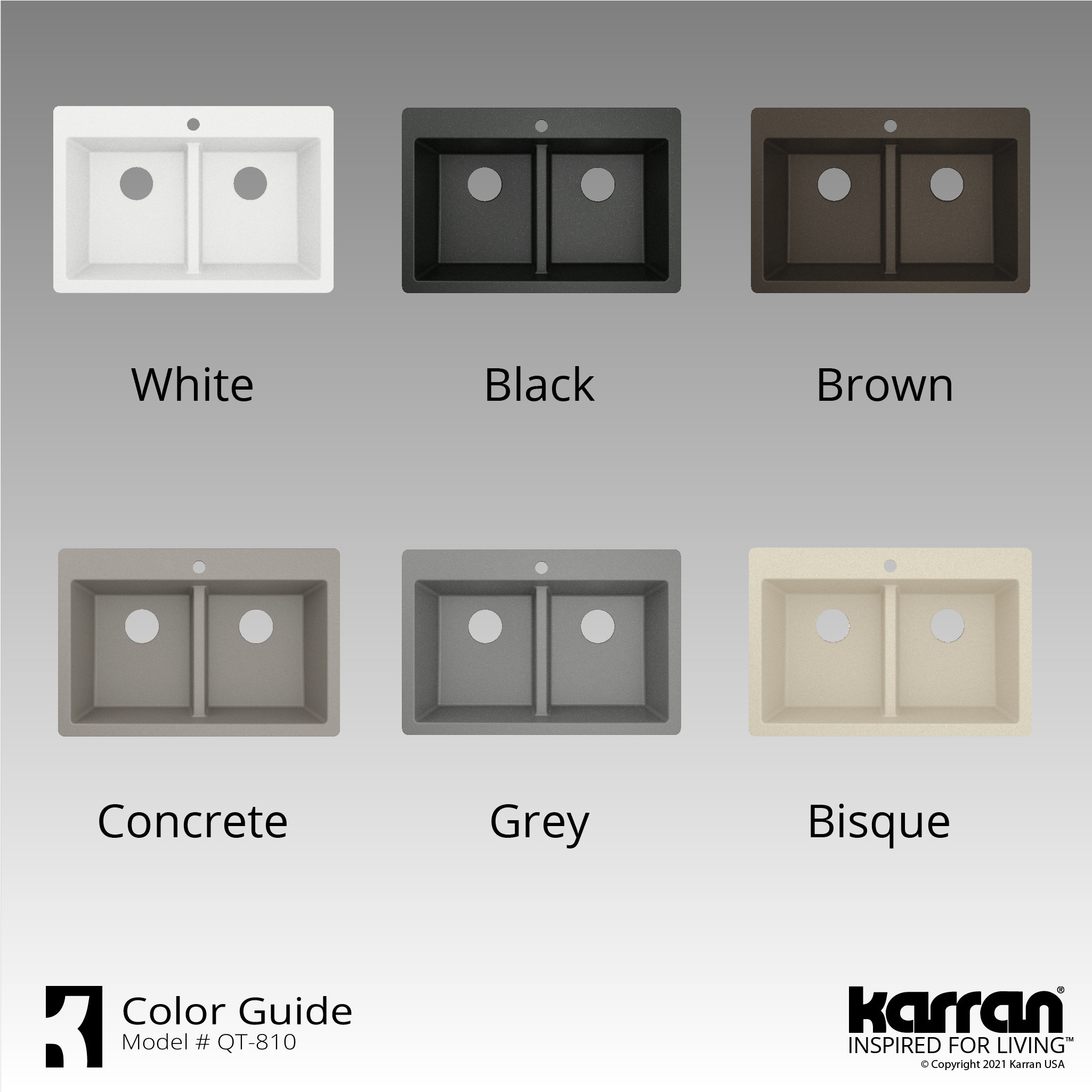 Karran 33" Top Mount Double Equal Bowl Quartz Kitchen Sink, White