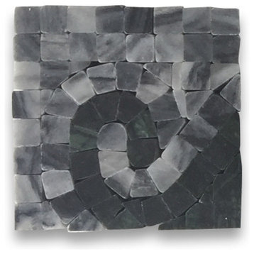 Marble Mosaic Border Decorative Tile Spray Grey 3.1x3.1 Polished, 1 piece