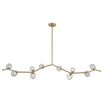 Hampton 10-Light Chandelier in Brushed Brass With Clear Glass