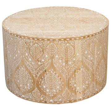 Royal Bleached Inlay Drum Coffee Table