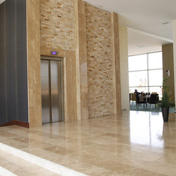 Polished Travertine Floor and Wall Tiles and Mixed Color Split Face - Home Office Accessories