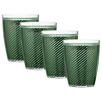 Fishnet Doublewall Drinkware Glasses, Hunter Green, 14 oz., Set of 4