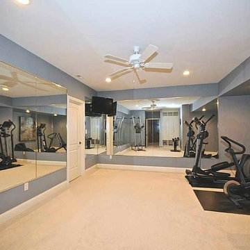 Workout Room of European Brick and Stone Home