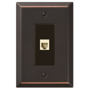 Oversized Steel Phone Jack Wall Plate, Aged Bronze