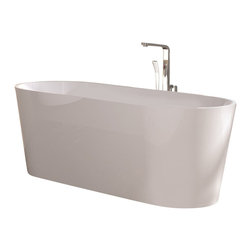 ADM Bathroom Design - ADM Rounded Freestanding Bathtub, Matte White, 66.9" - Bathtubs