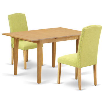 3Pc Rectangular 42/53.5" Table, Pair Of Parson Chair, Limelight