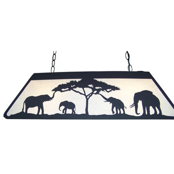 Elephant Family Scene Medium Pool Table Lamp